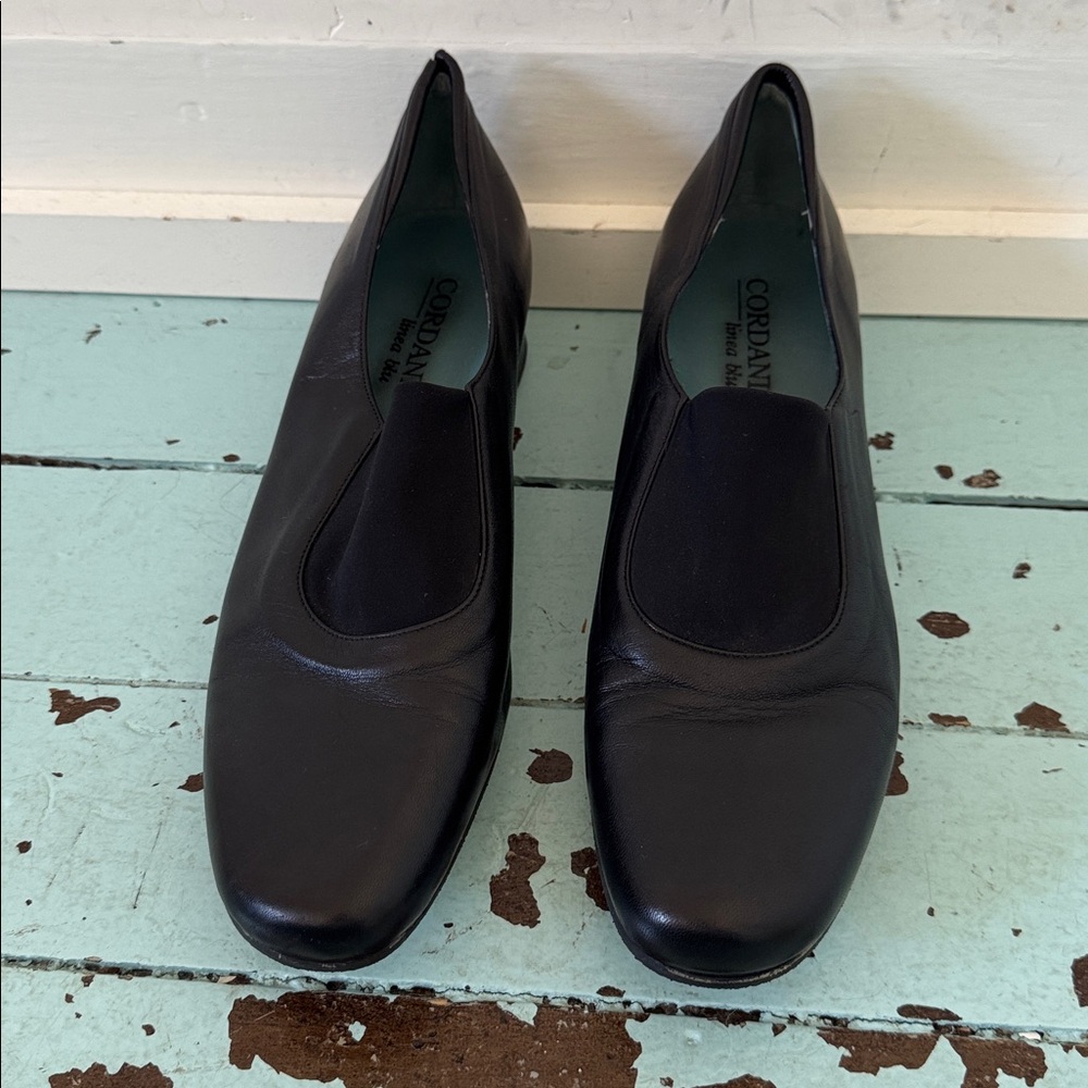 Cordani linea blu" EU 42 leather w/ Elastic slip-on Loafer 1” Crepe Wedge Sole